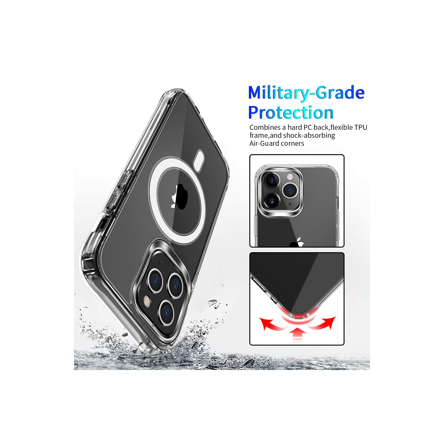 navor Clear Case Compatible with iPhone 13 Pro Max 6.7-inch, Compatible with MagSafe, [Shockproof] [Drop Protection] - Clear