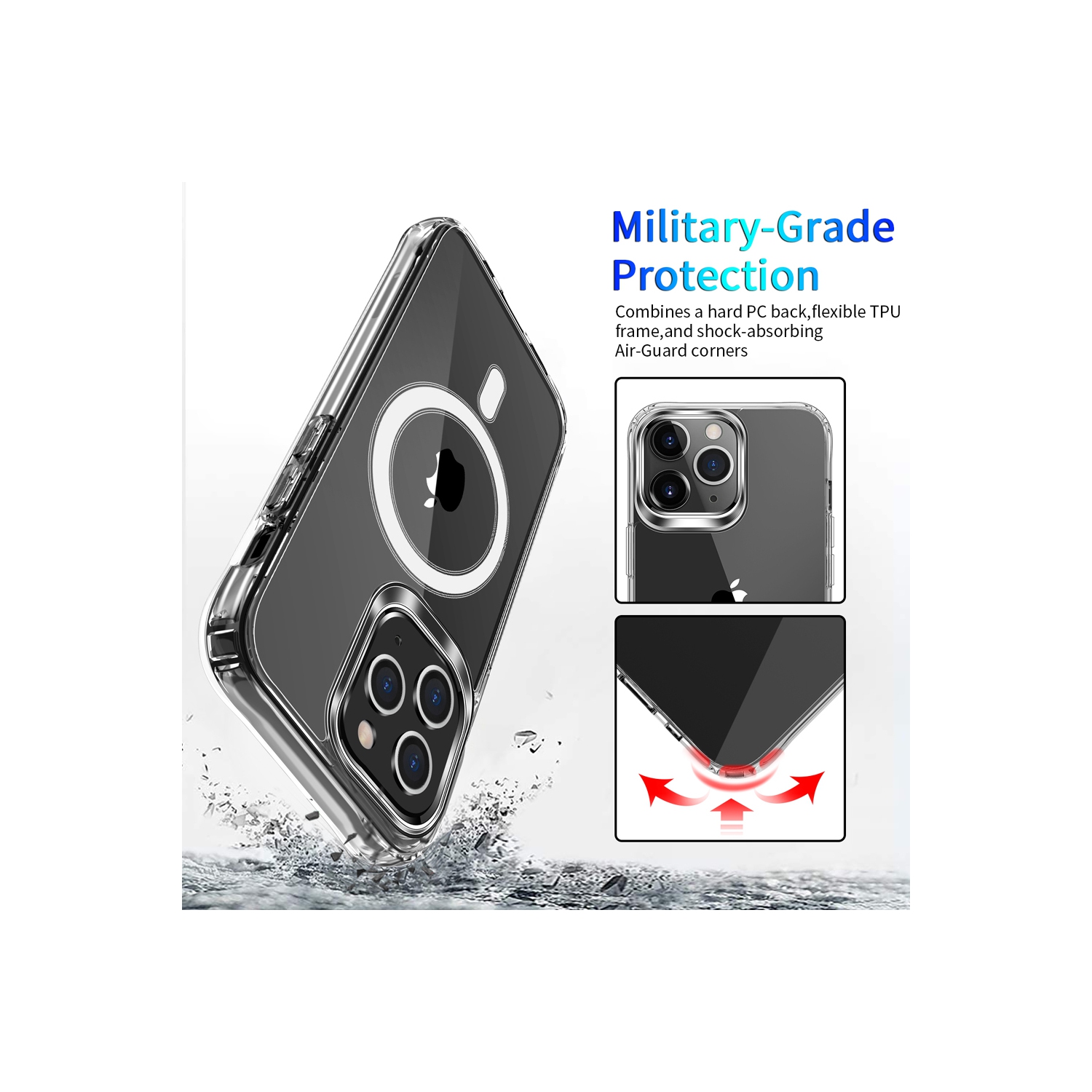 Étui transparent de Navor compatible avec iPhone 13 Pro 6,1 po, compatible avec MagSafe, [antichoc] [protection contre les chutes] - transparent