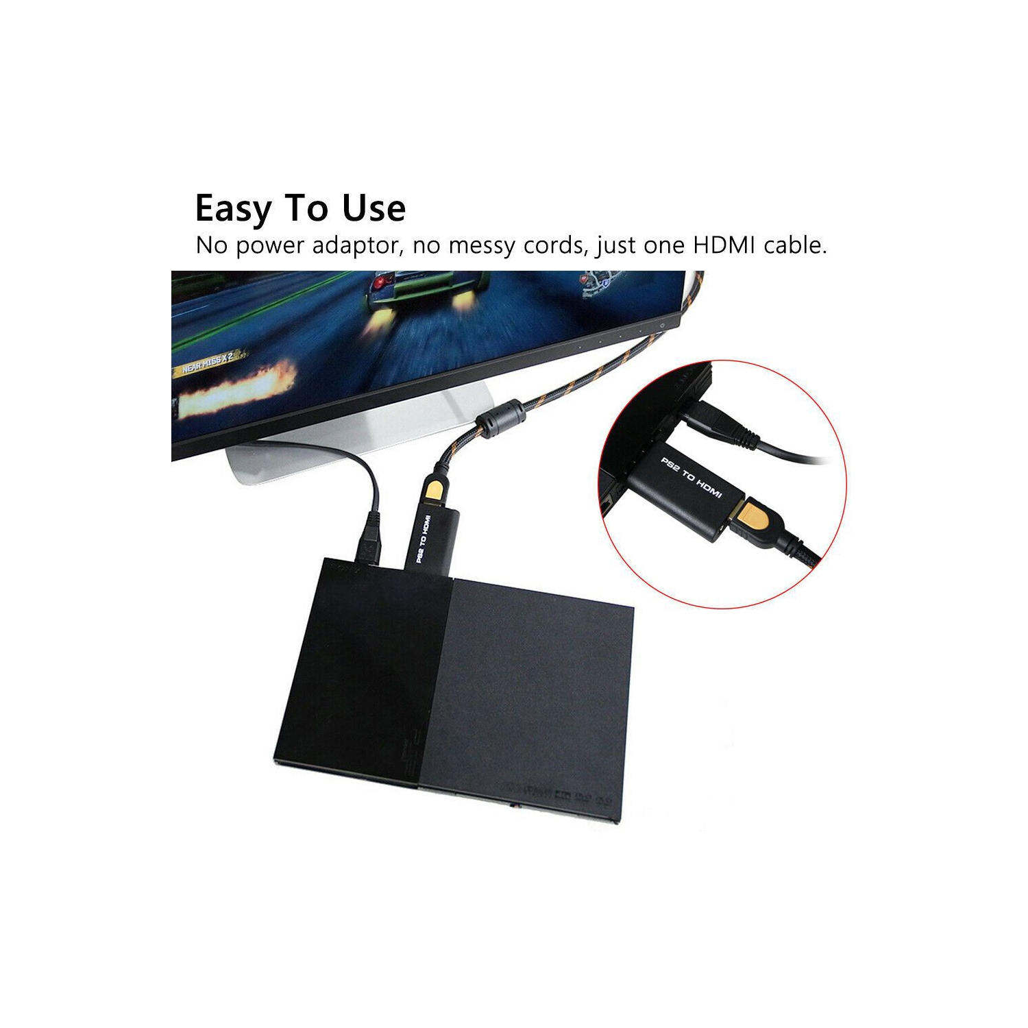 Convertisseur PS2 vers HDMI adaptateur Audio vidéo pour Playstation 2/HDTV moniteur HDMI adaptateur PS2 vers HDMI avec casque 3.5mm Aud