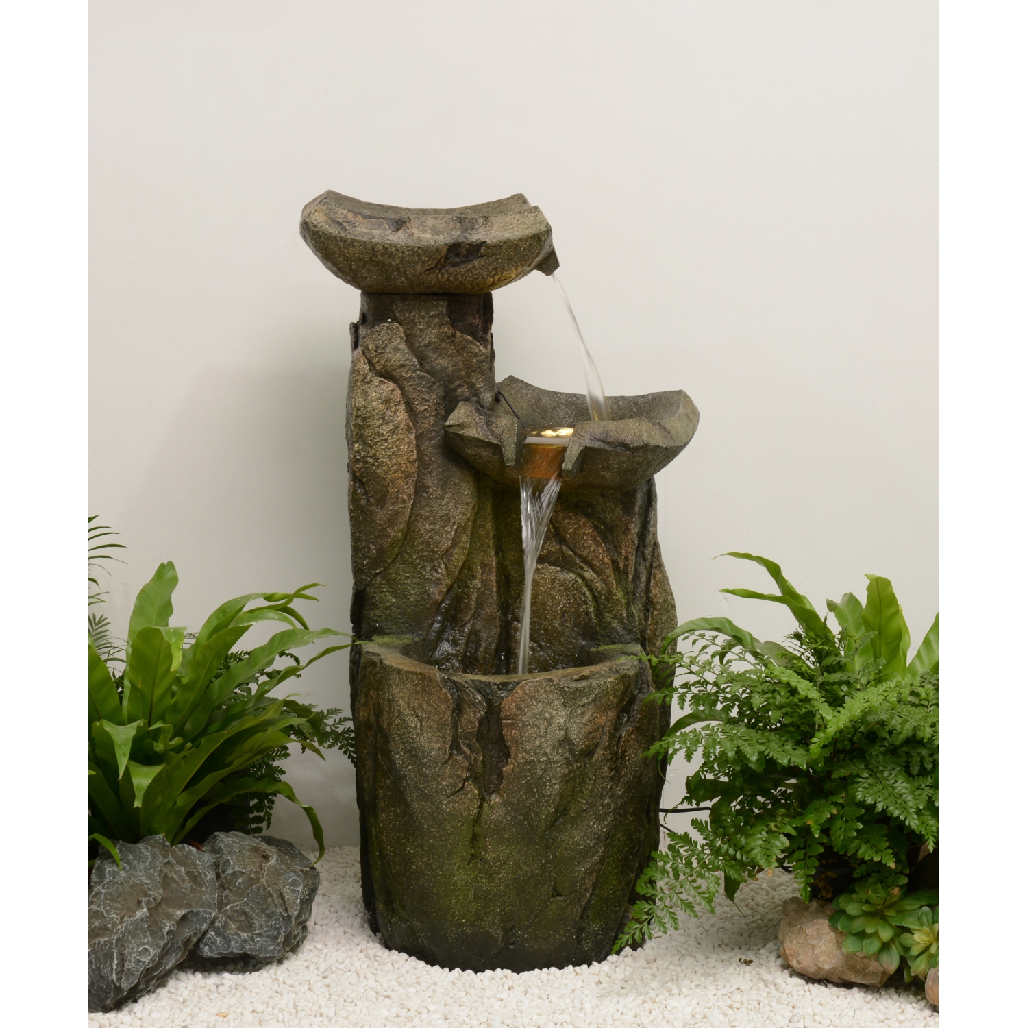 Hi-Line Gift Ltd Cascading Fountain with 3 Warm White LED Lights
