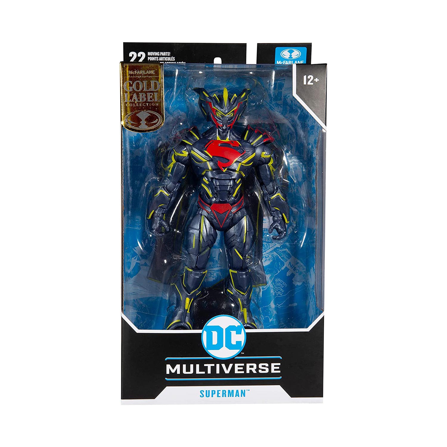 Figurine articulée DC Multiverse Comic de 7 po exclusive&nbsp;: Superman, armure sans chaîne et étiquettes dorées énergisée