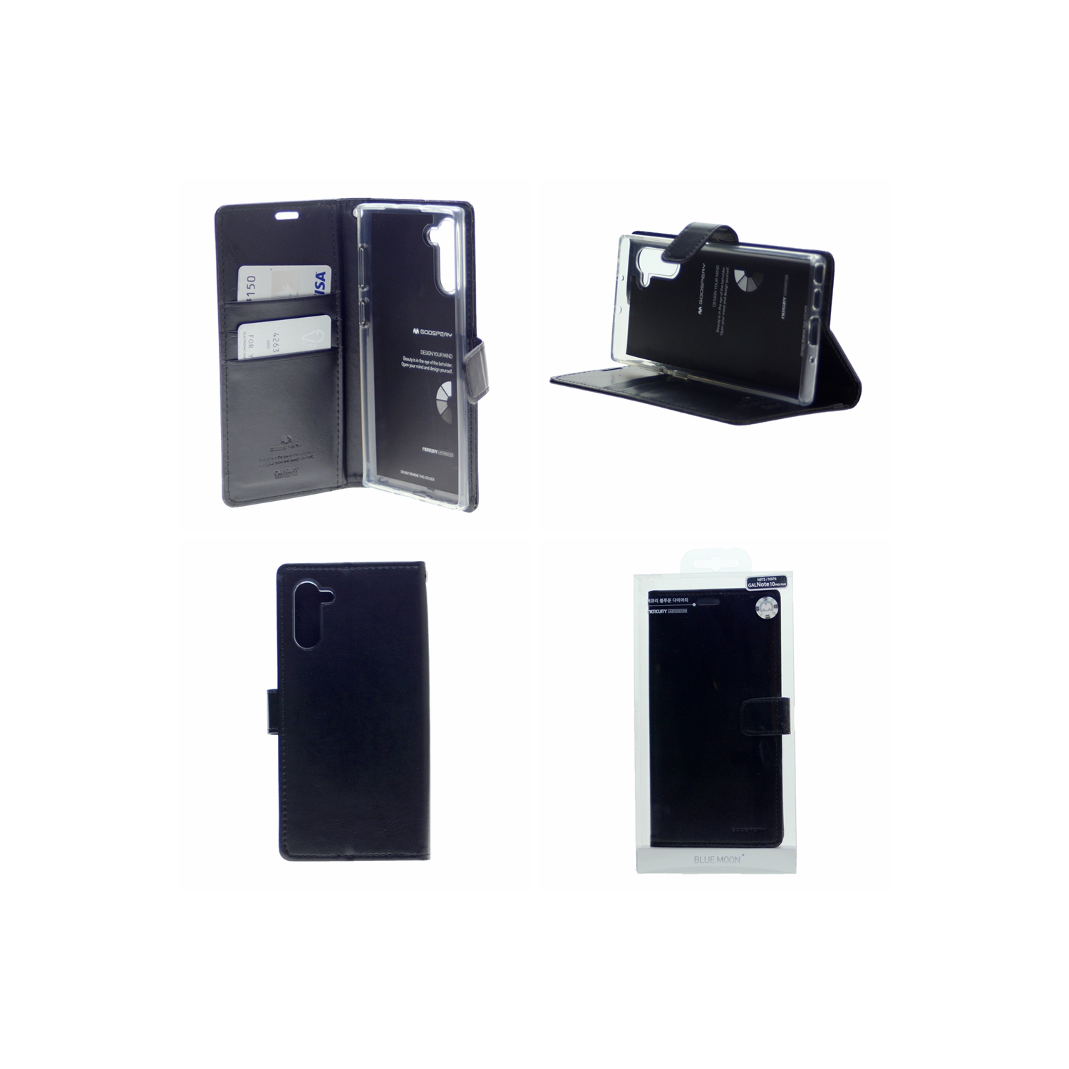 TopSave Goospery Bluemoon Fente pour Carte avec Clip Magnétique Portefeuille Folio en Cuir Flip pour Samsung Galaxy A13 5G, Noir