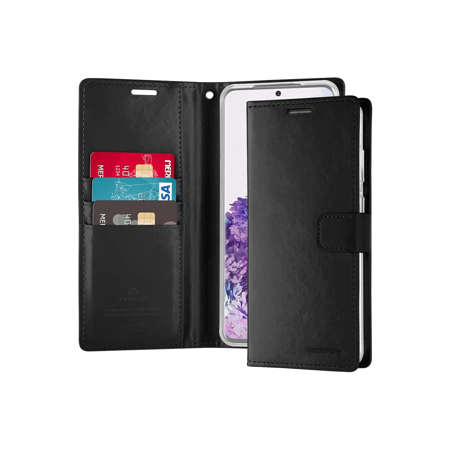 TopSave Goospery Bluemoon Card Slot w/Magnetic Clip Leather Folio Wallet Flip For Samsung Galaxy A33 5G, Black