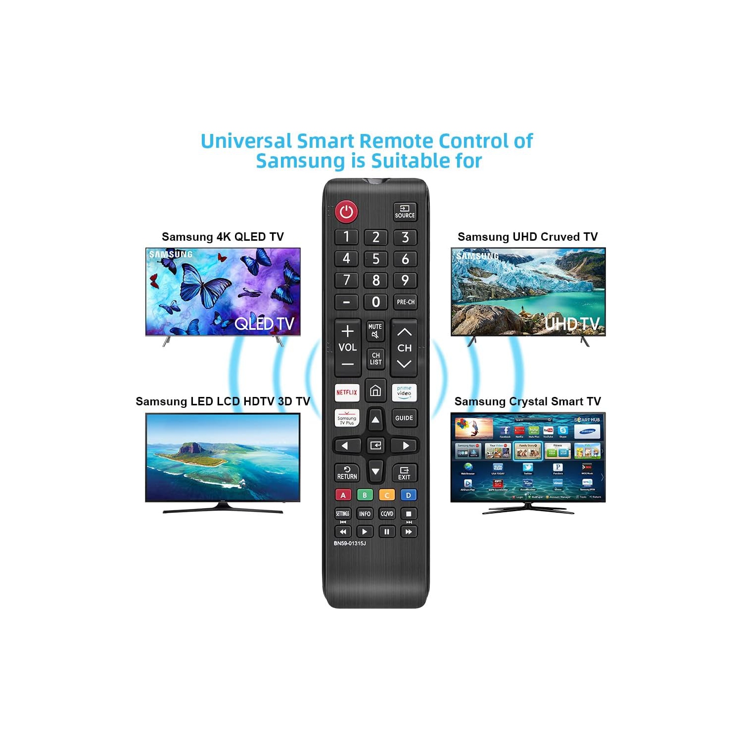 Samsung Smart TV Replacement Remote with Apps BN59-01315J