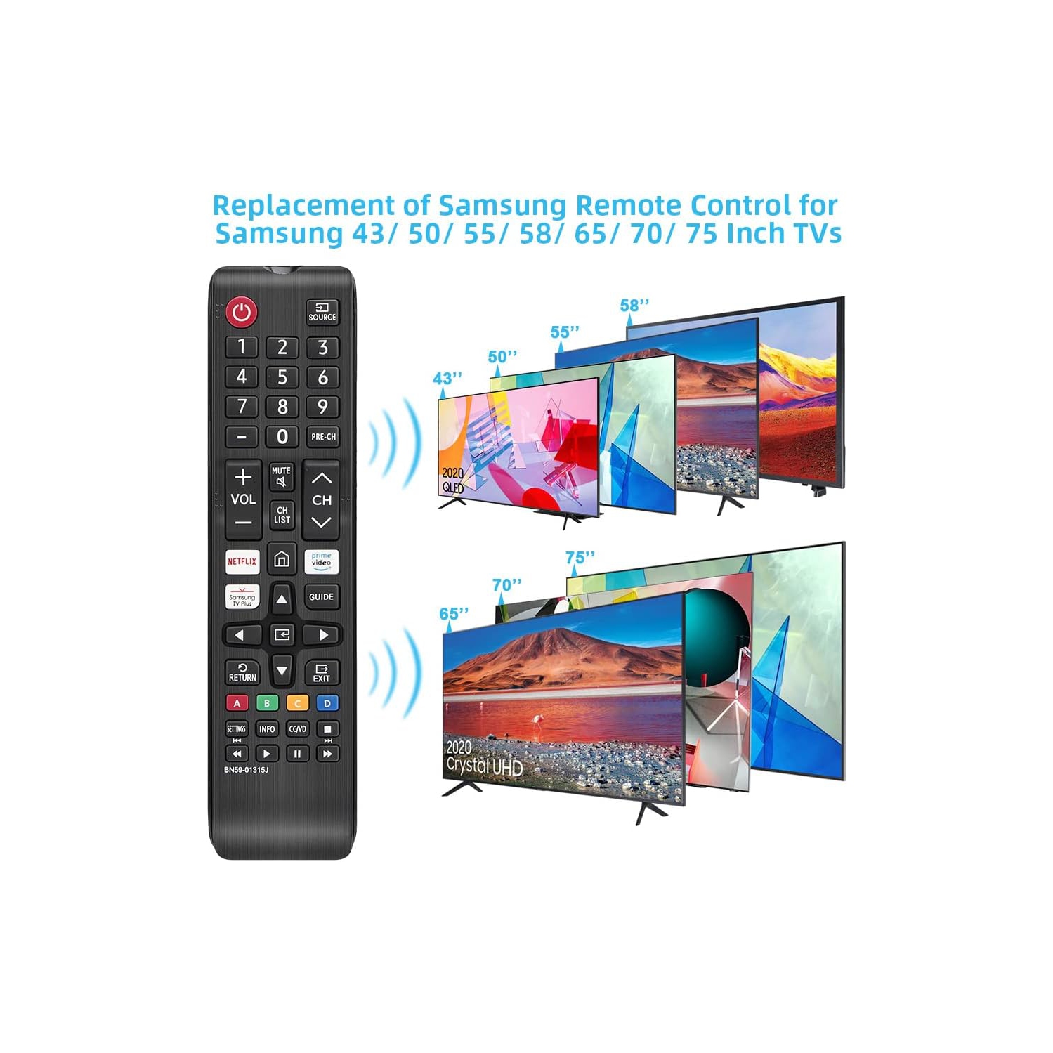 Samsung Smart TV Replacement Remote with Apps BN59-01315J