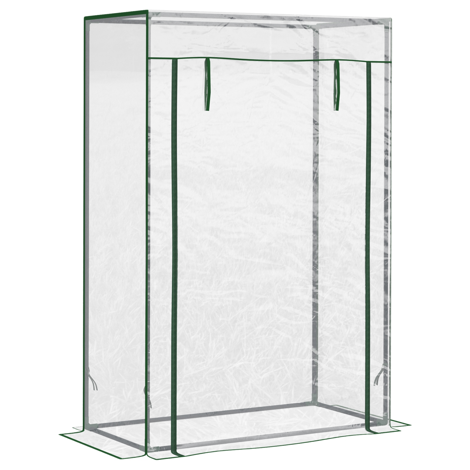 Outsunny 40"L x 20"W x 59"H Walk-in Garden Greenhouse with Steel Frame Outdoor Hot House Tomato Plant Warm House w/ Roll up Door, Plastic Cover, Clear