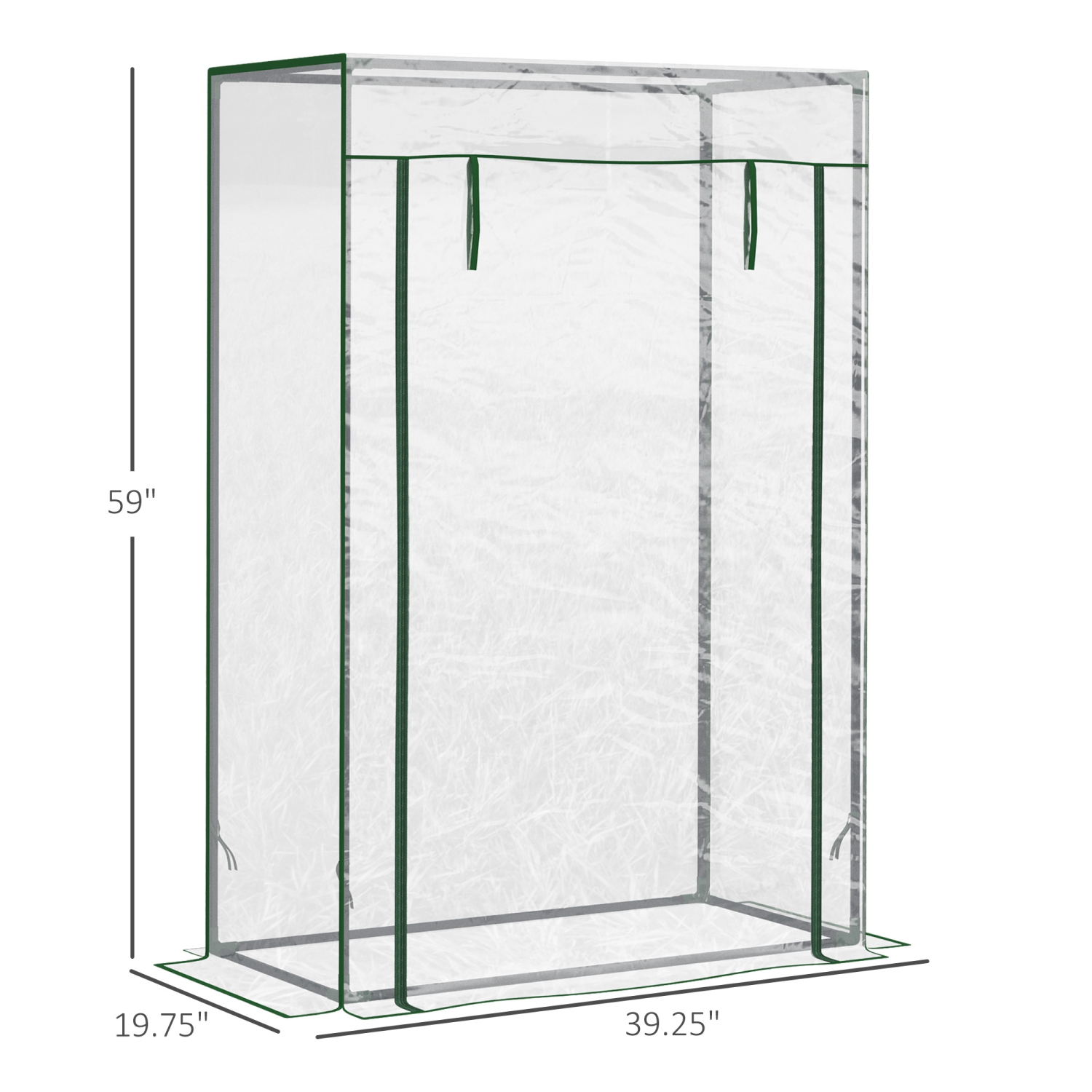 Outsunny 40"L x 20"W x 59"H Walk-in Garden Greenhouse with Steel Frame Outdoor Hot House Tomato Plant Warm House w/ Roll up Door, Plastic Cover, Clear