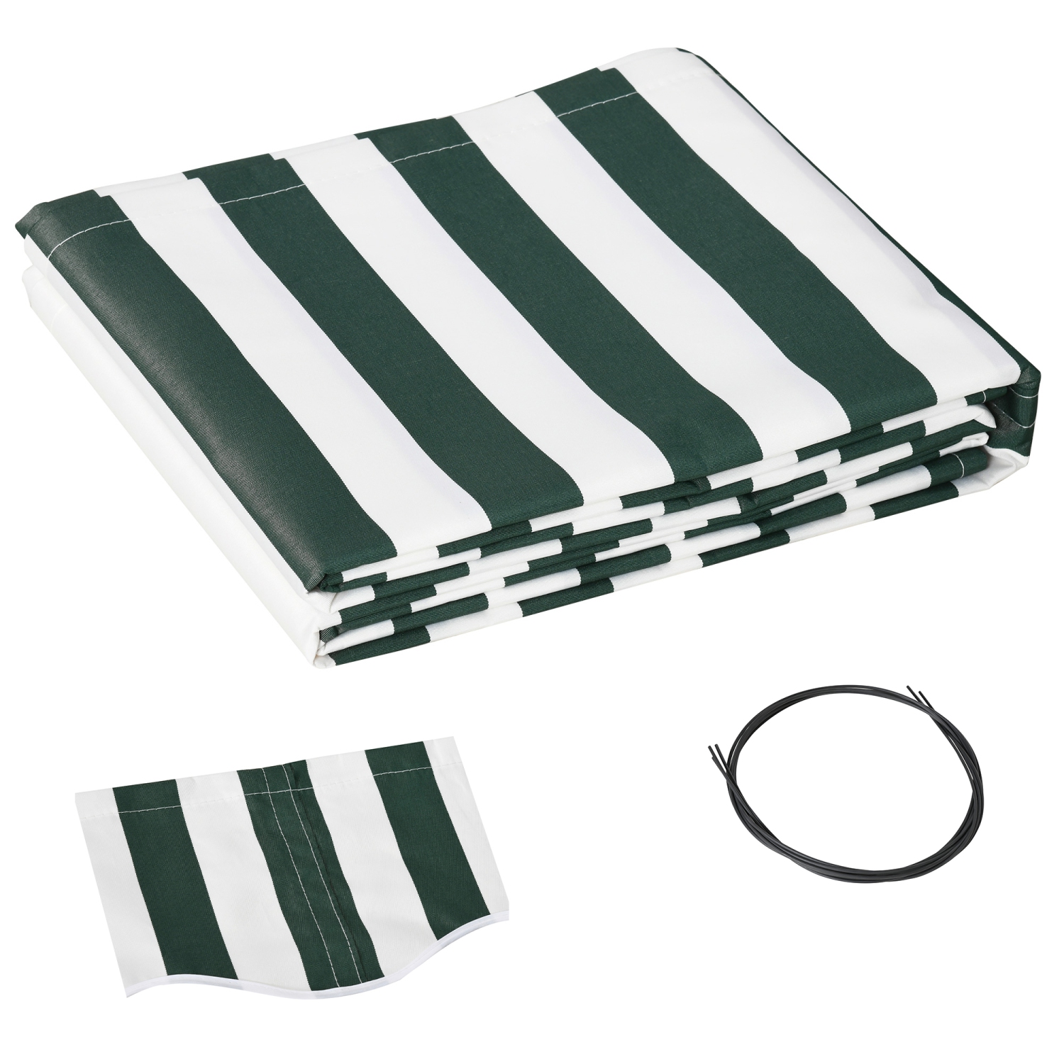 Outsunny 11' x 10' Retractable Awning Fabric Replacement Outdoor Sunshade Canopy Awning Cover, UV Protection, Green and White