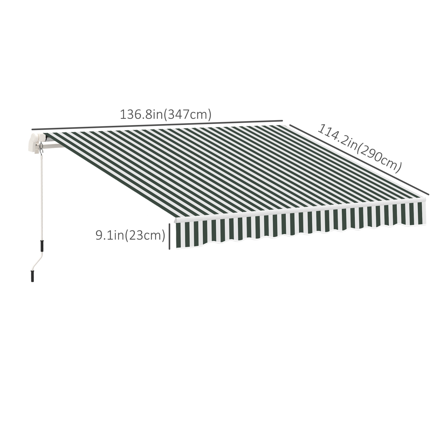 Outsunny 11' x 10' Retractable Awning Fabric Replacement Outdoor Sunshade Canopy Awning Cover, UV Protection, Green and White