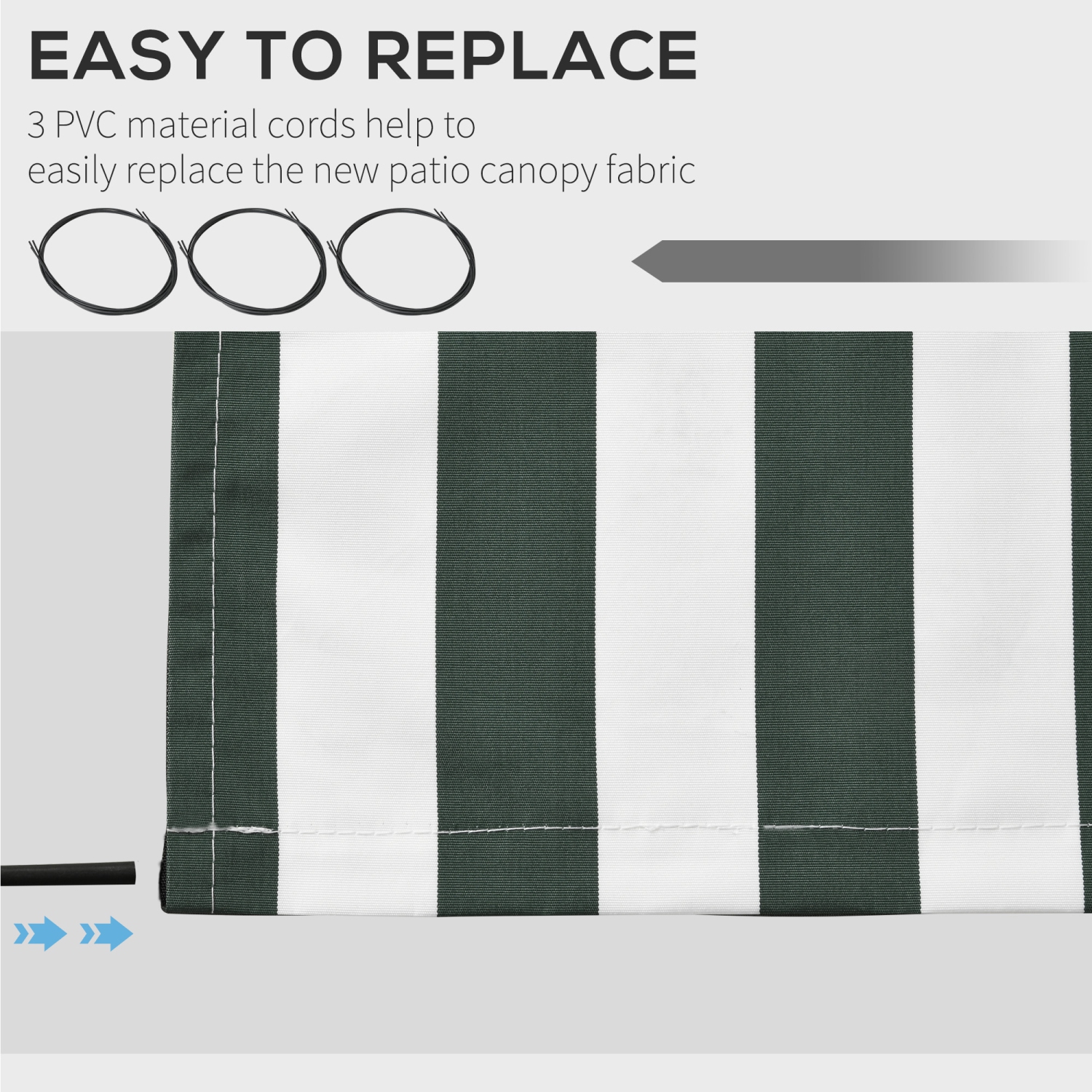 Outsunny 11' x 10' Retractable Awning Fabric Replacement Outdoor Sunshade Canopy Awning Cover, UV Protection, Green and White