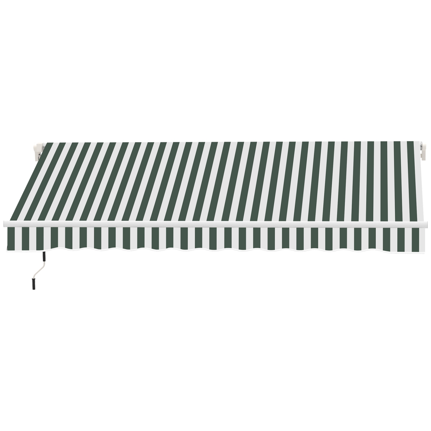 Outsunny 11' x 10' Retractable Awning Fabric Replacement Outdoor Sunshade Canopy Awning Cover, UV Protection, Green and White