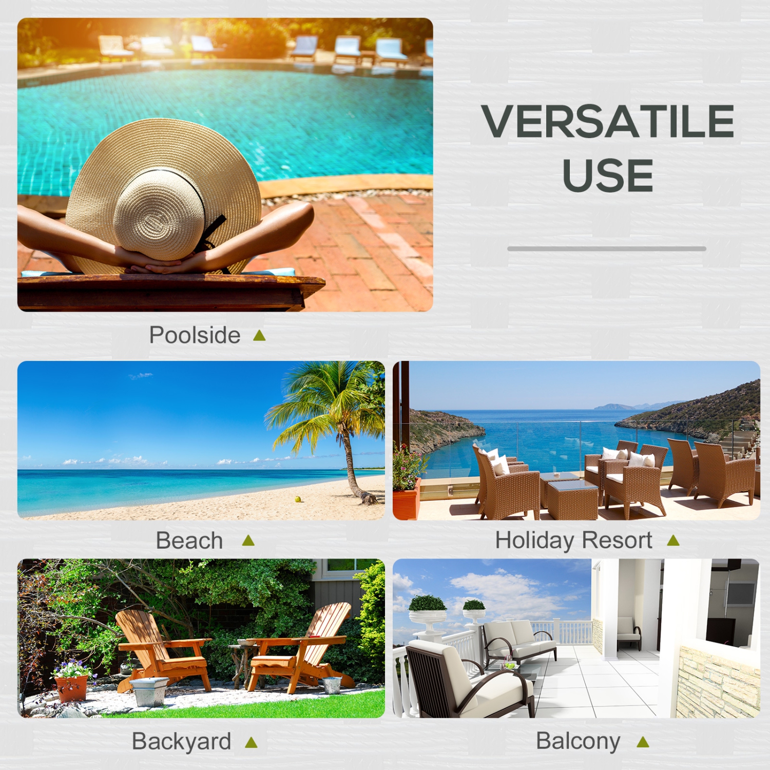 Outsunny Wicker Double Chaise Lounge Chair Outdoor Recliner 2 Person Rattan Patio Reclining Sunbed Furniture Cushioned w/Adjustable Backrest, Cream