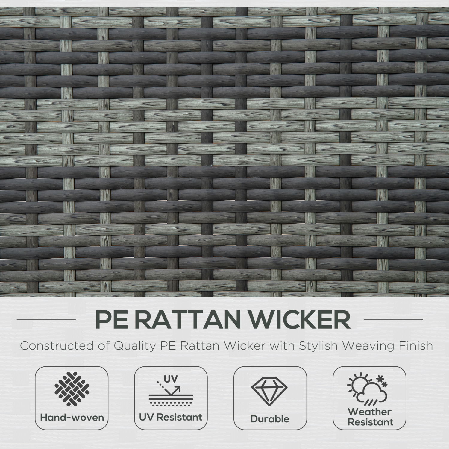 Chaise longue double Outsunny osier, fauteuil extérieur inclinable, rotin, 2 places, chaise longue, fauteuil, siège rembourré, dossier réglable,