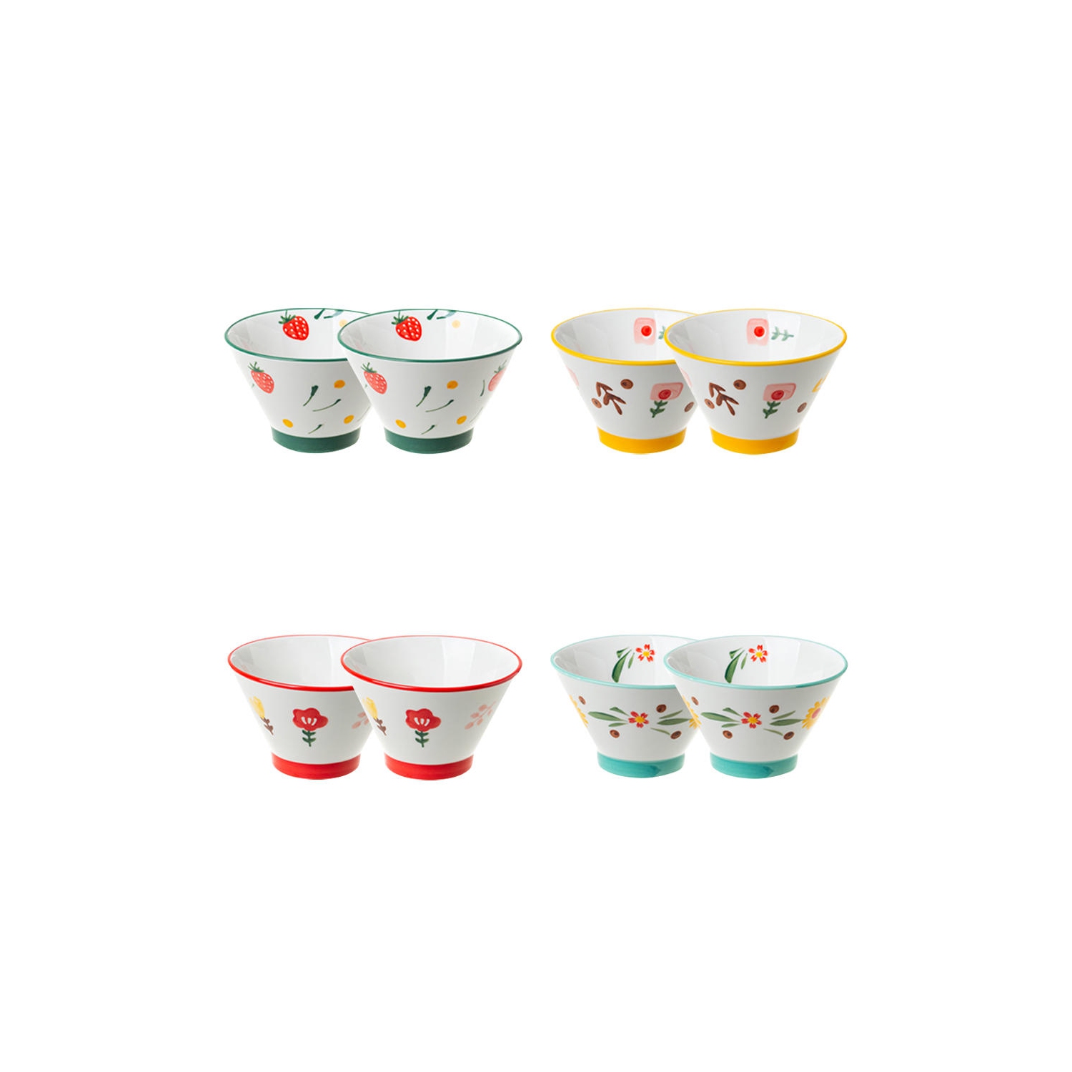 5" Colorful Ceramic Cereal Bowls Dessert Bowls Set Of 8 - for Birthday, Valentine's Day, Mother’s Day, Christmas’s Day