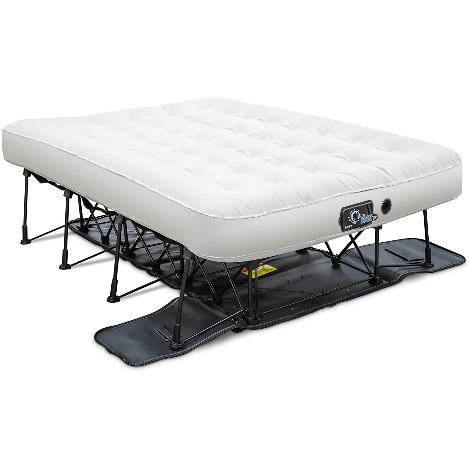 Ivation EZ-Bed Air Mattress with Frame & Rolling Case, Self Inflatable, Blow Up Bed Auto Shut-Off, Comfortable Surface AirBed, Best for Guest,