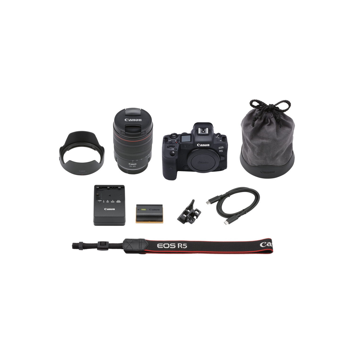 Canon EOS R5 Mirrorless Camera with 24-105mm f/4 Lens - 7PC Accessory Bundle