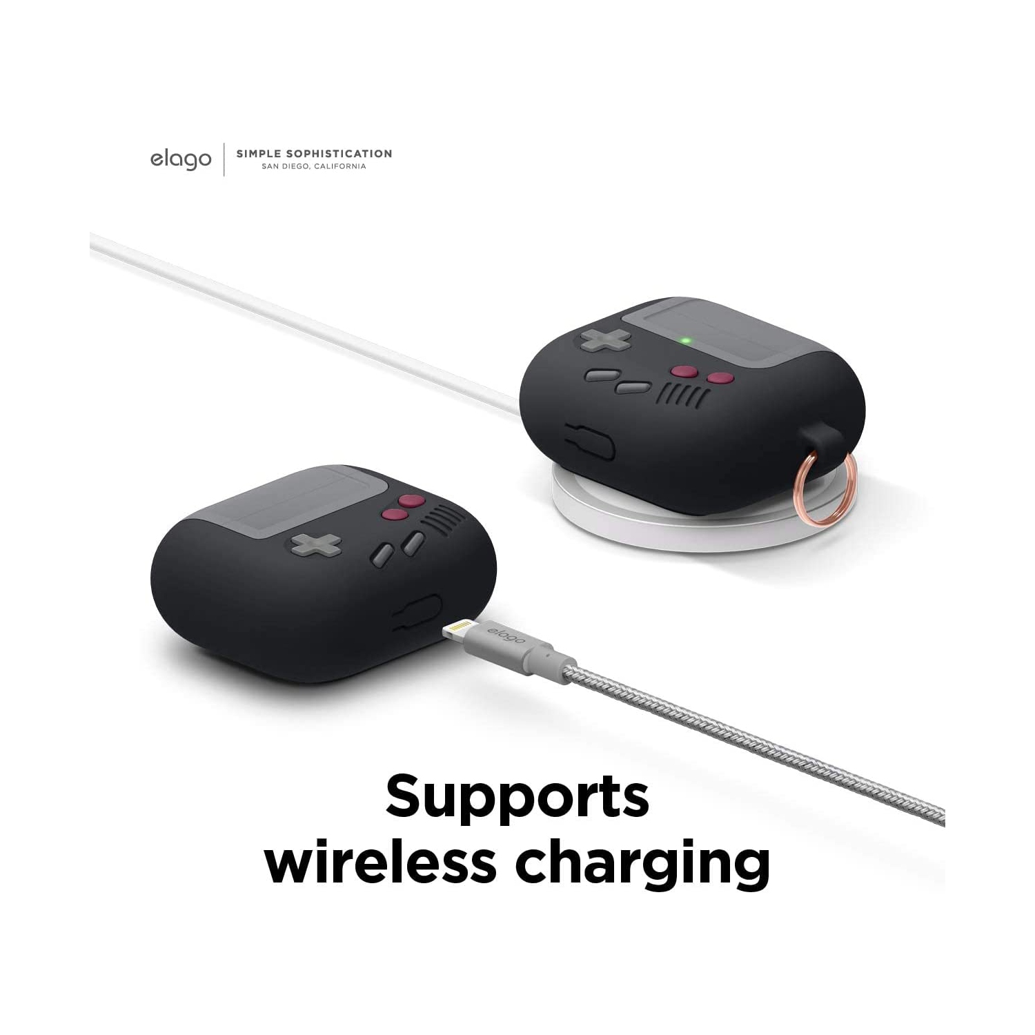 AirPods 3 Case Cover - Compatible with AirPods 3rd Generation, Classic Game Player Design with Keychain, Durable Silicone Construction, Supports