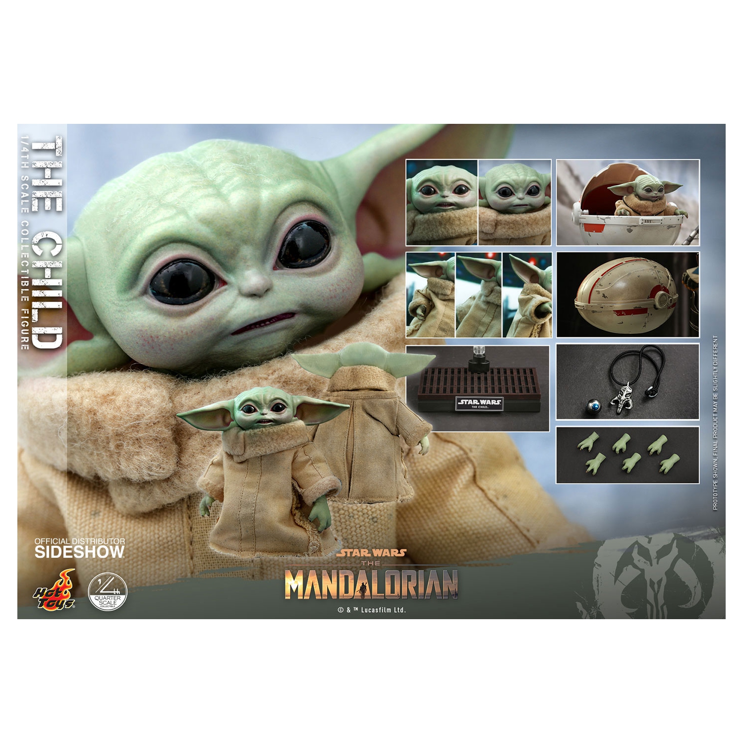 Star Wars The Mandalorian 3 Inch Action Figure 1/4 Scale - The Child Hot Toys 905872