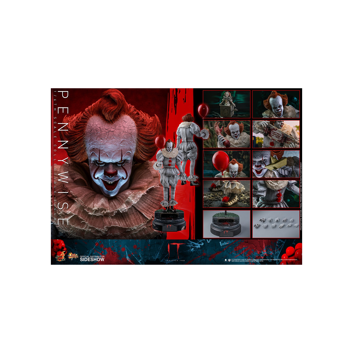 Figurine d’action de 12 po de série 1/6 de IT - Pennywise Hot Toys 904949