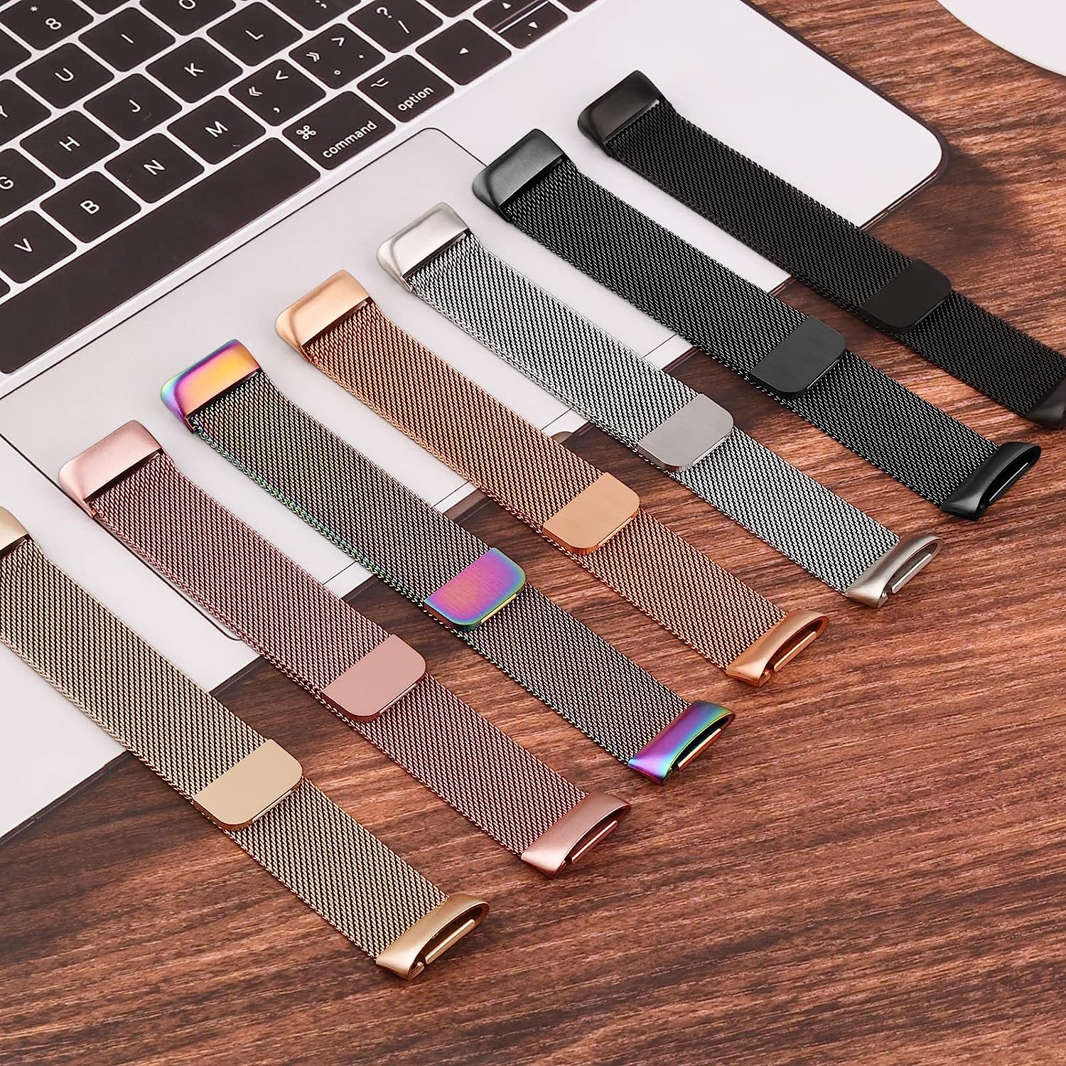 Stainless Steel Mesh Loop Adjustable Magnetic Wristband Strap Replacement for Fitbit Charge 5