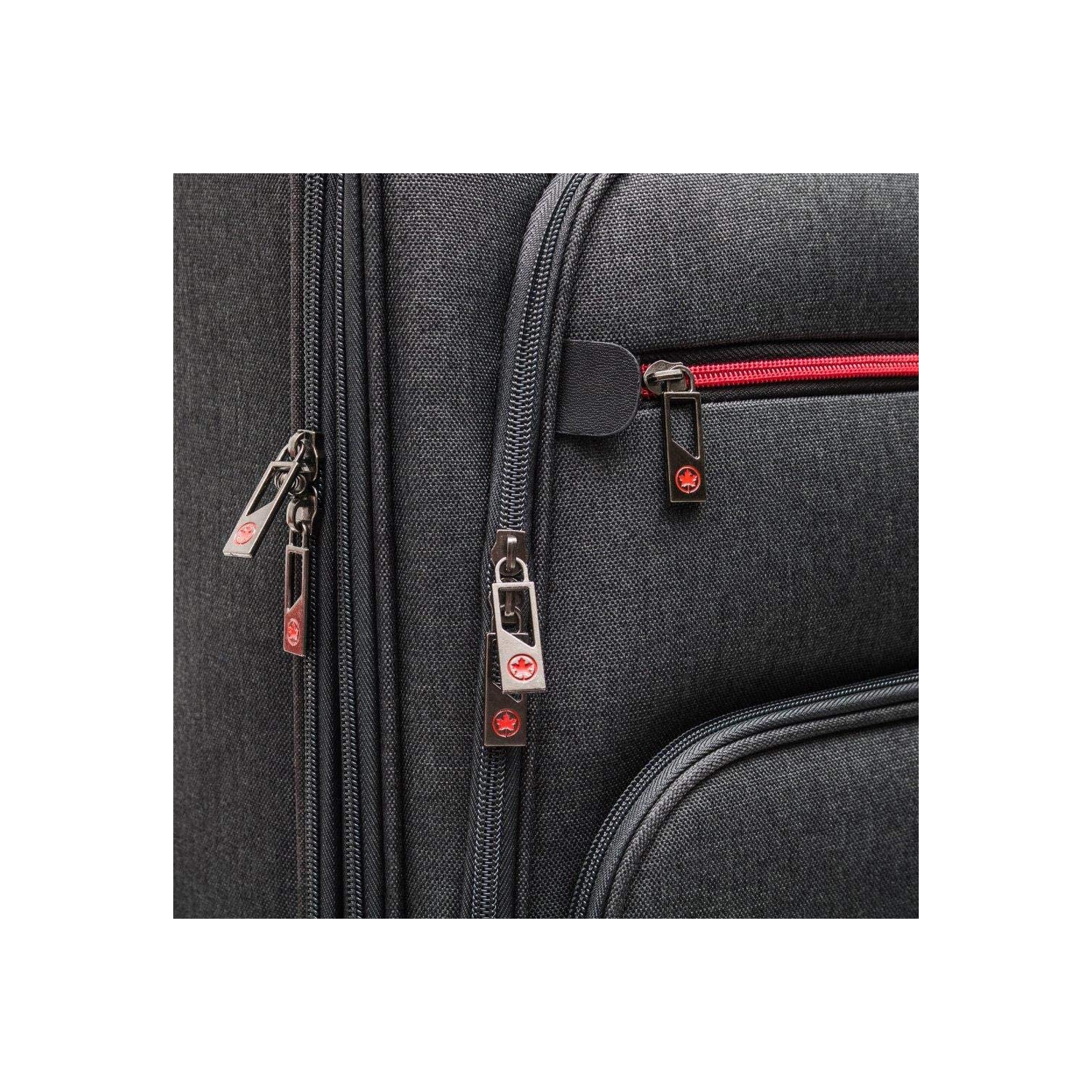 Ensemble de 3 valises souples et durables de voyage multidirectionnelles à roulettes multidirectionnelles d’Air Canada&nbsp;: valise grise de 20, 24,