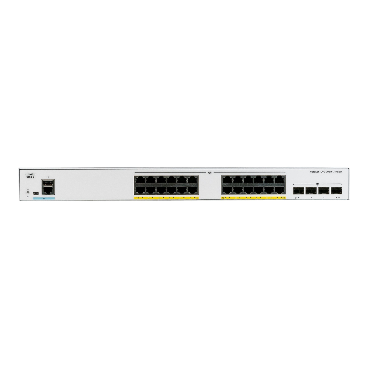 Cisco Catalyst 1000-24P-4G-L - Switch - géré - 24 x 10/100/1000 + 4 Gigabit SFP (liaison montante) - PoE+ (195 W) (C1000-24P-4G-L)