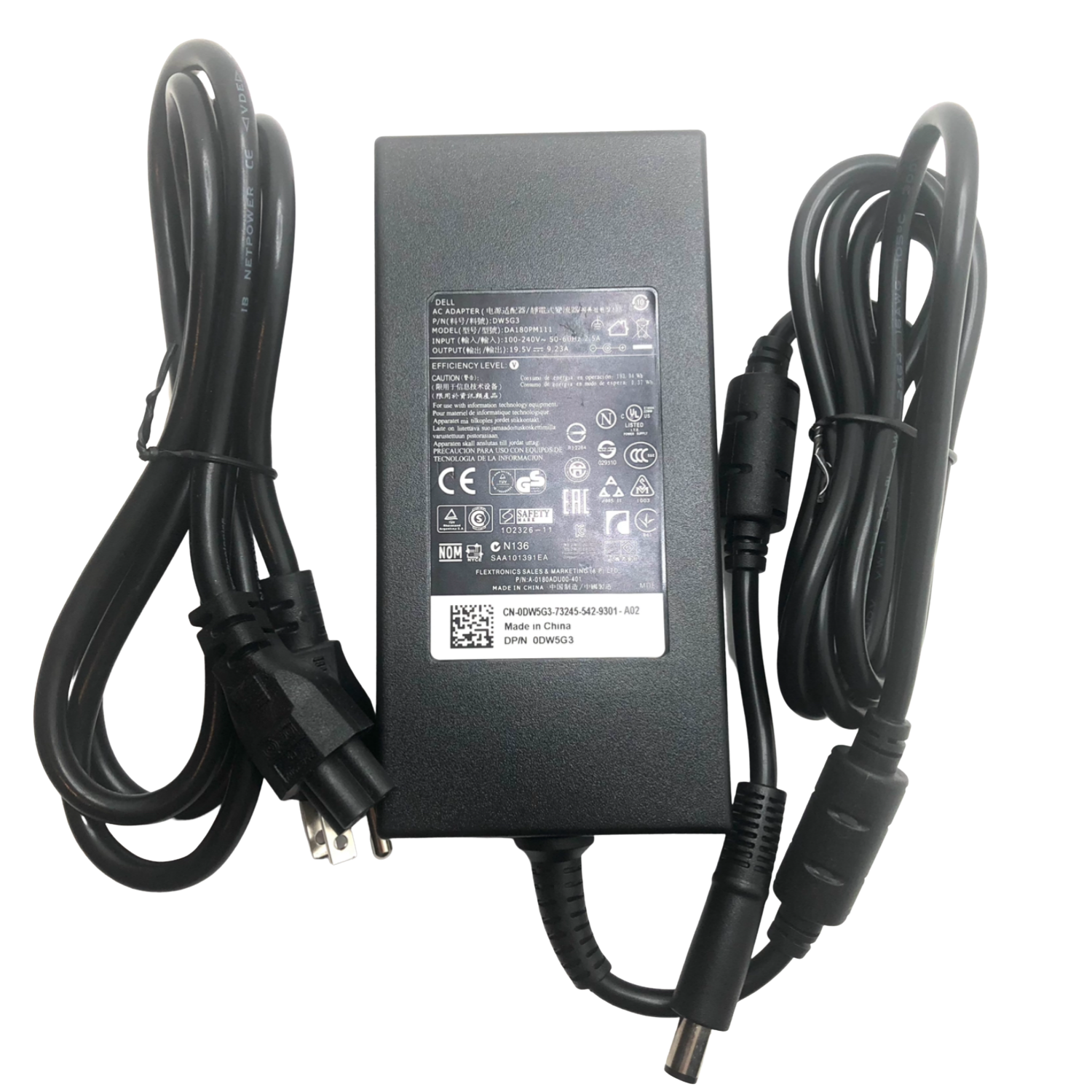 Dell 180W large pin 7.4*5.0mm original charger DA180PM111, 0DW5G3 for Dell Precision, Vostro, Latitude, xps and Studio