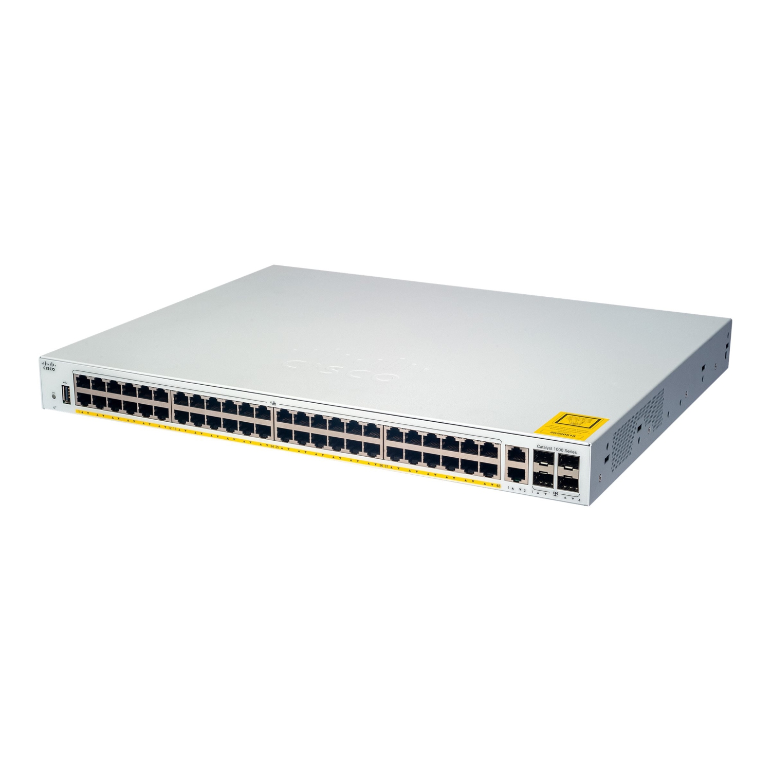 Cisco Catalyst 1000-48P-4G-L - Switch - managed - 24 x 10/100/1000 + 24 x 10/100/1000 + 4 x Gigabit SFP (uplink) - rack-mountable - PoE+ (370 W)