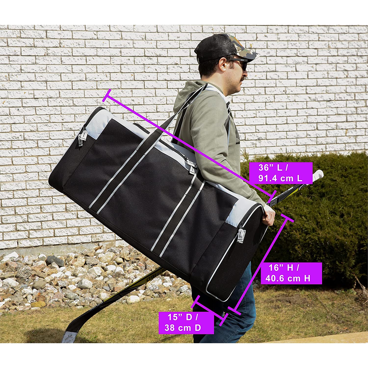 Jetstream 36 Inch 3-Pocket Hockey Equipment Duffle Bag