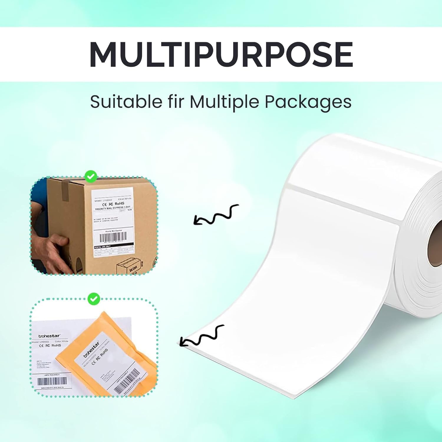 MotionGrey 12 Pack 4x6 Direct Thermal Shipping Labels 500 Labels/Roll, White Permanent Adhesive, Compatible with Rollo Zebra Printers for UPS FedEx