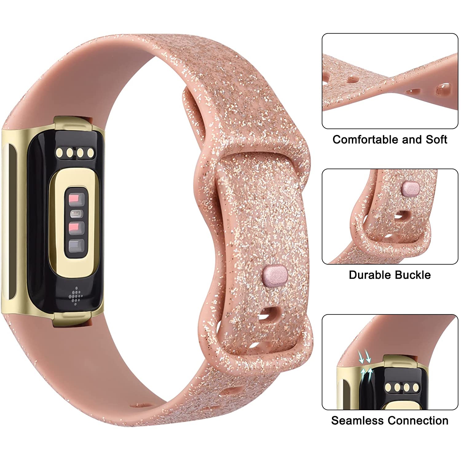 Classic Soft Silicone Strap Replacement Wristbands for Fitbit Charge 5 3 Pack