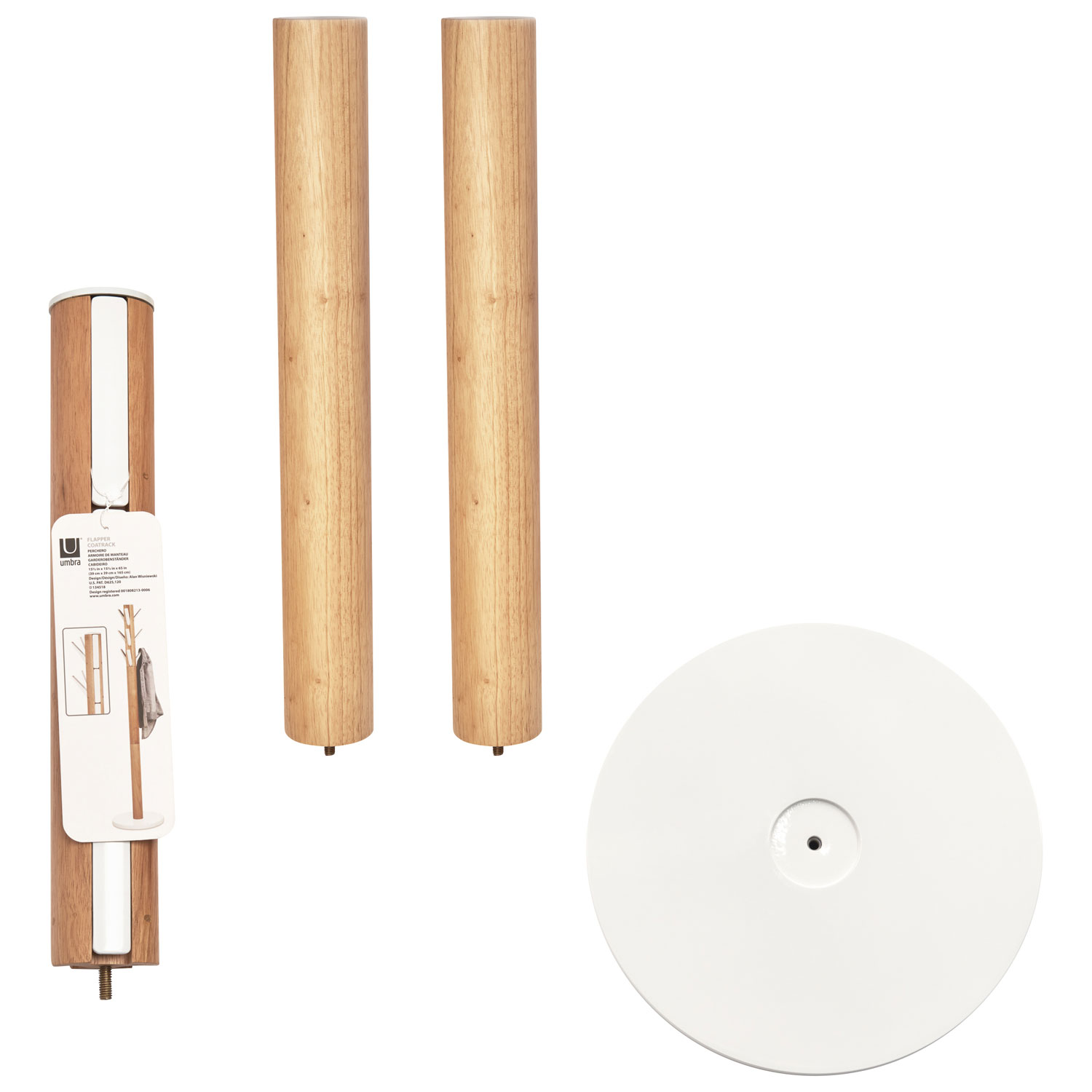 Umbra Flapper Wood Coat Rack - White/Natural