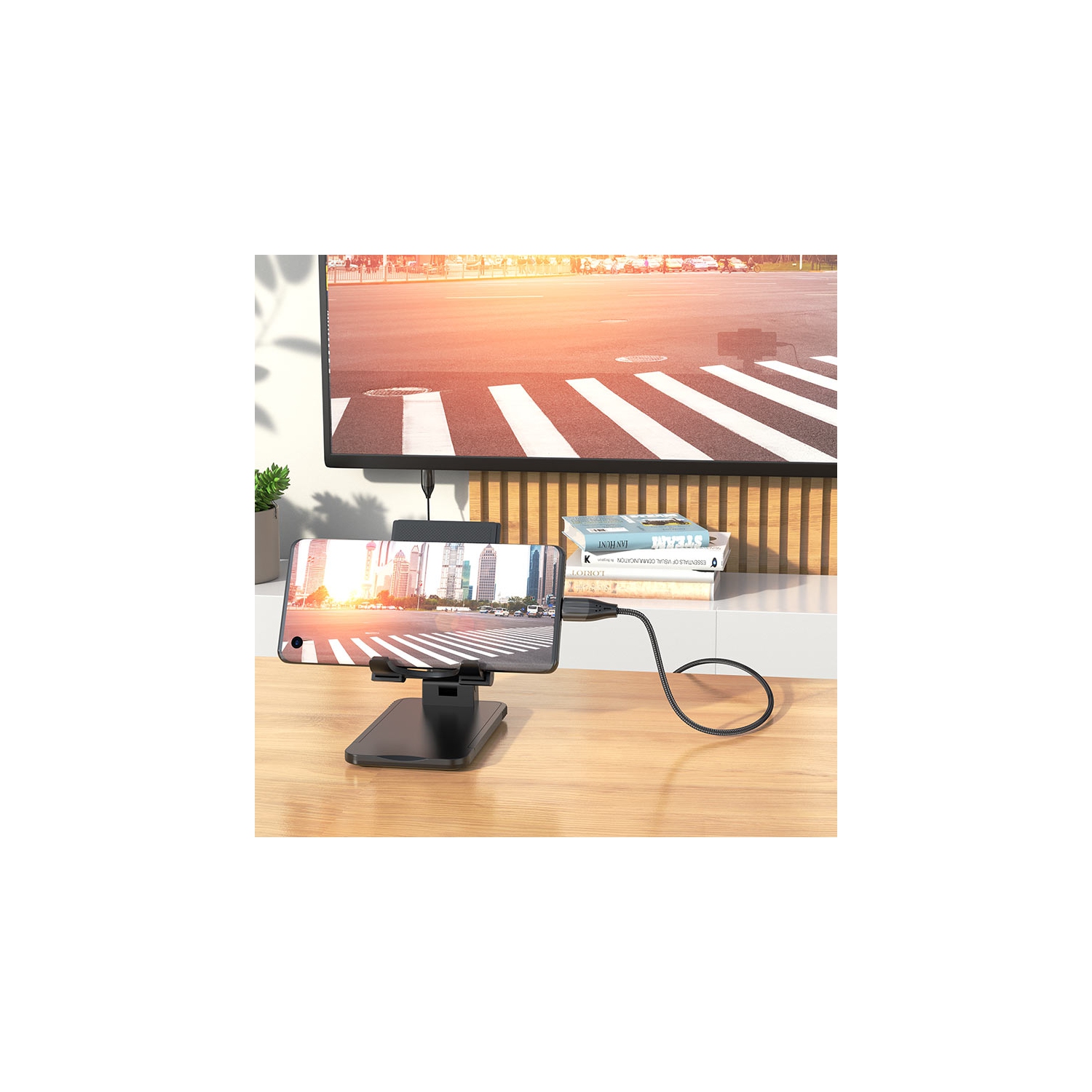 (6,6 pi/2&nbsp;M) Câble adaptateur USB-C vers HDMI 4K TVHD pour MacBook de Samsung Moniteur Chromebook de Huawei, noir