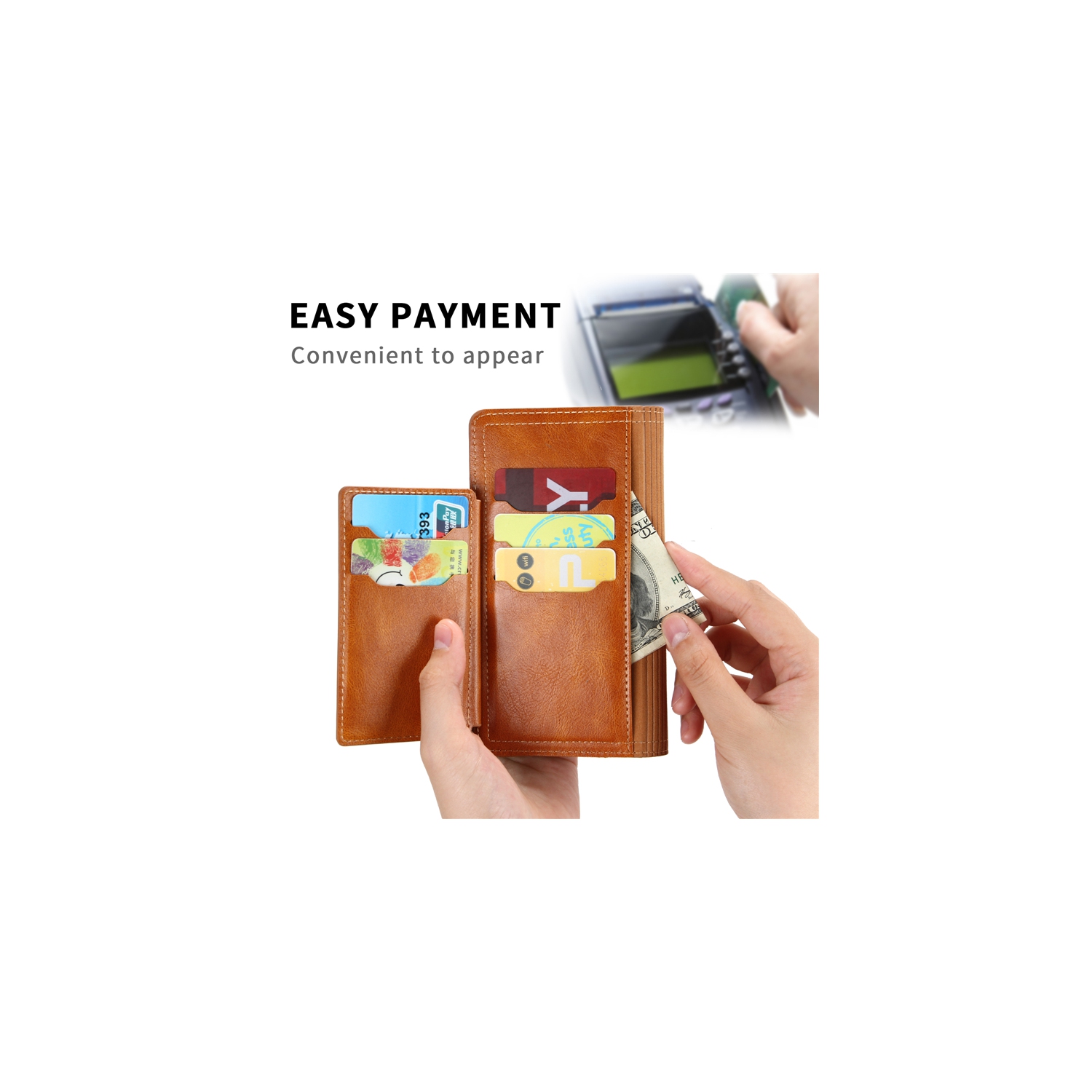 PIERO Leather Zipper Wallet Case Flip Card Holder Stand Phone Cover Premium Leather Flip Cover for Samsung Galaxy S22 PLUS -Orange