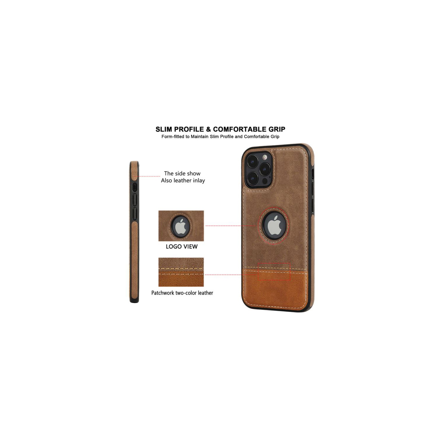 RichBoss Leather Case Ultra Thin Case High Quality Back Cover Business Shell Phone Case for iPhone 13 PRO -Brown