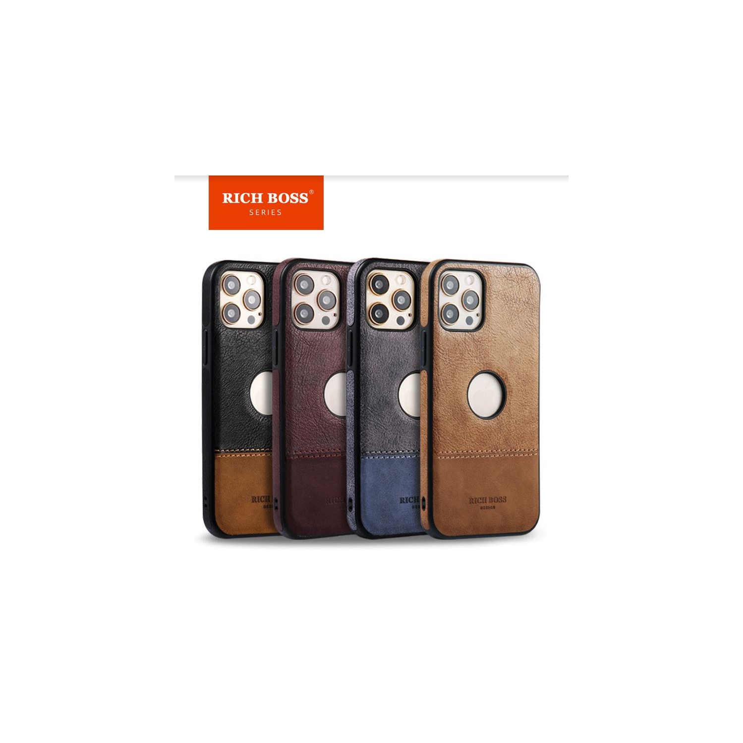 RichBoss Leather Case Ultra Thin Case High Quality Back Cover Business Shell Phone Case for iPhone 13 PRO -Brown