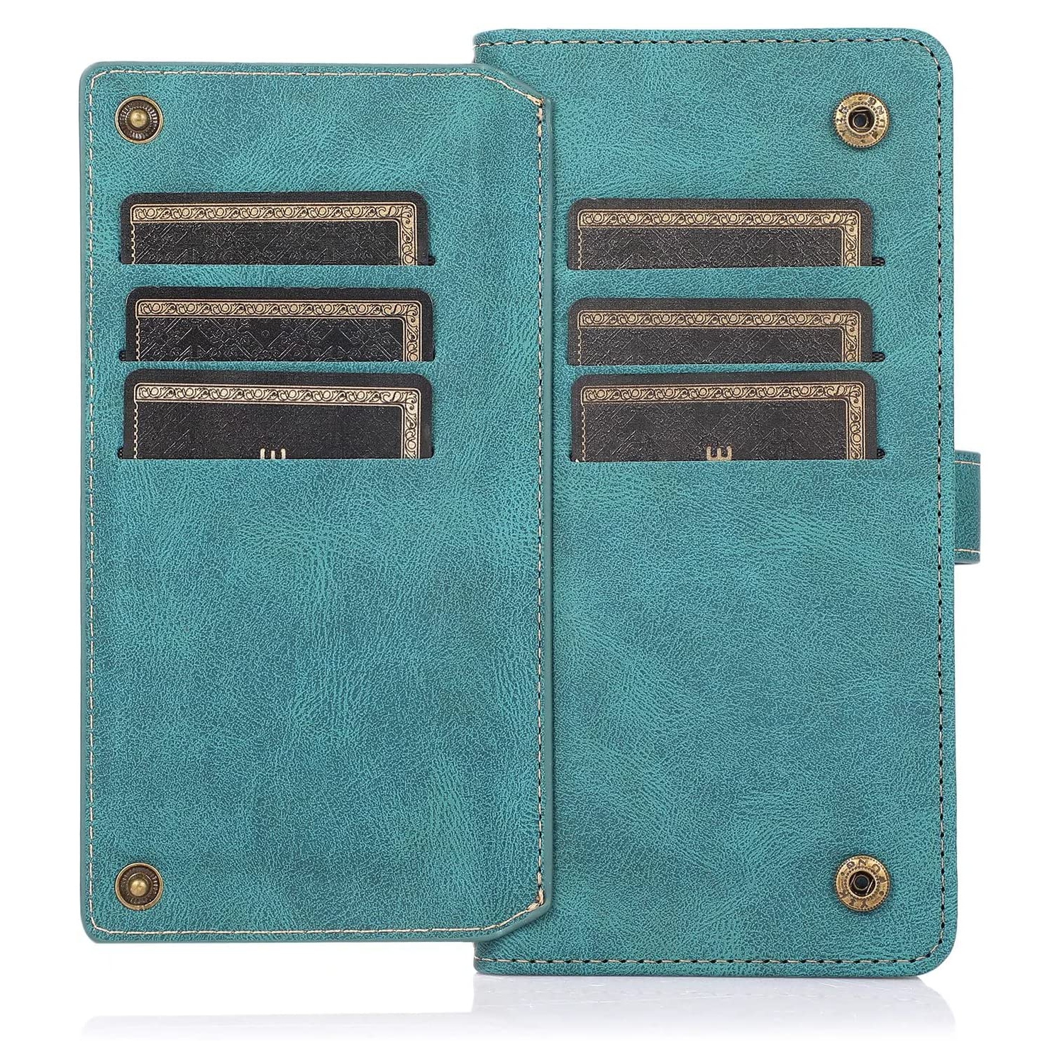 Loris & Case Retro Shockproof Flip Case Leather Wallet Case with 9 Card Slots Function Support, Magnetic Closure pour Samsung Galaxy S22 -Cyan