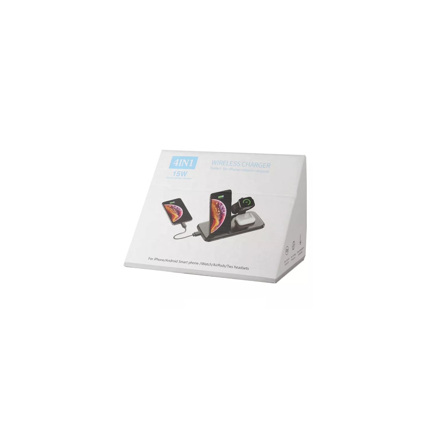 TopSave 15W 4 in 1 Fast Wireless Charger Stand Qi Wireless Charging Multiplexing Station for Smart Phone, Smartwatch, and Wireless Headset