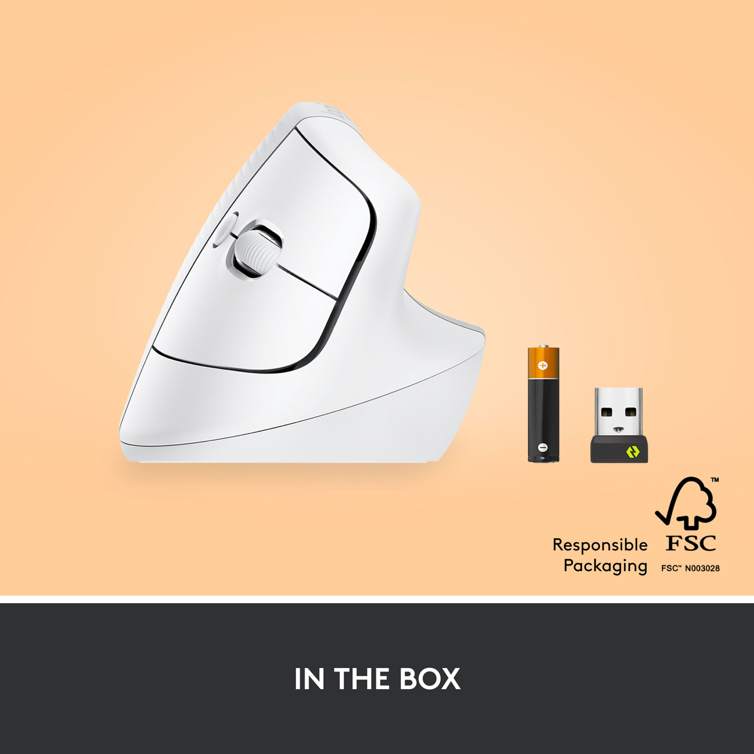 Logitech Lift Vertical Ergonomic 4000 DPI Wireless Mouse - White