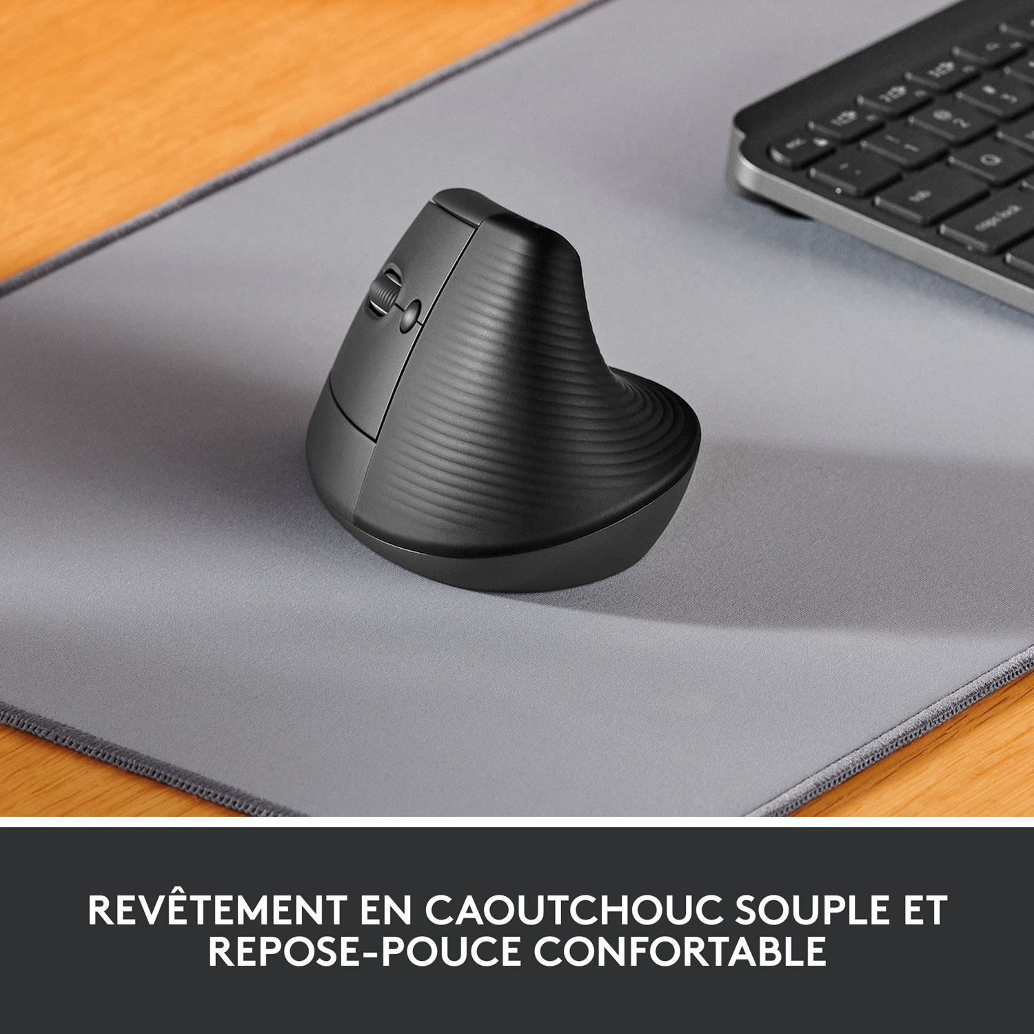 Souris ergonomique sans fil verticale pour gauchers de 4000 ppp Lift de Logitech - Graphite
