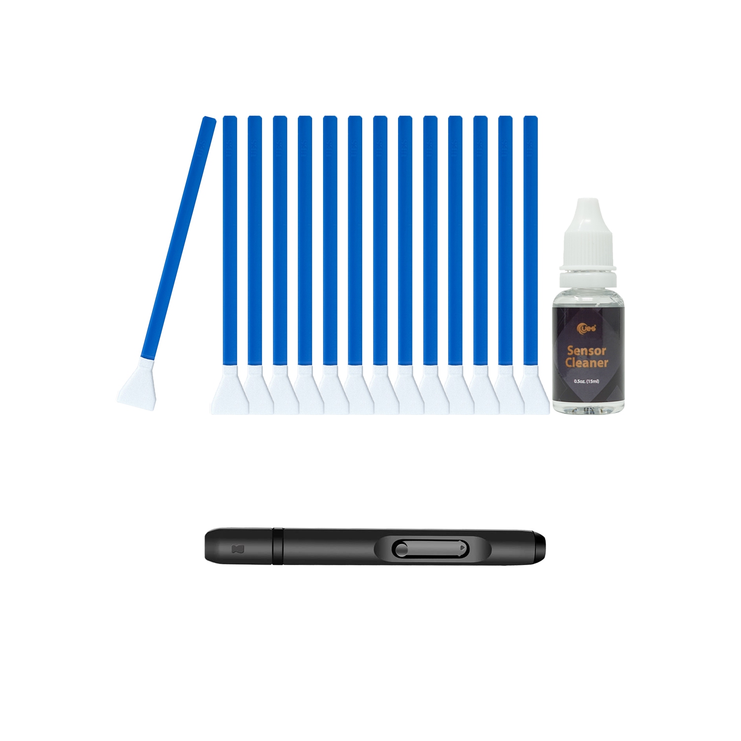 UES Camera Sensor and Lens Cleaning Value Comb Full-Frame Sensor Cleaning Swabs, Sensor Cleaner, Dust Air Blower, Lens Cleaning Pen, and Microfiber
