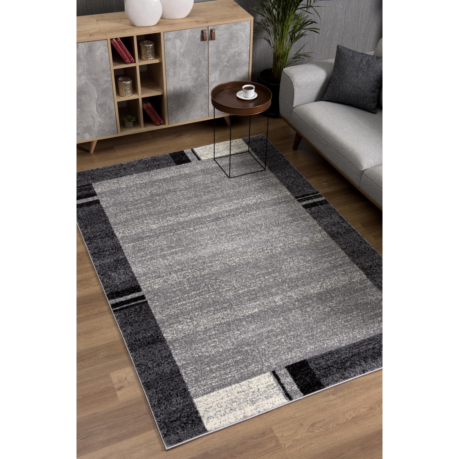 Rug Branch Wasl Contemporary Geometric Grey/Black Indoor Area Rug