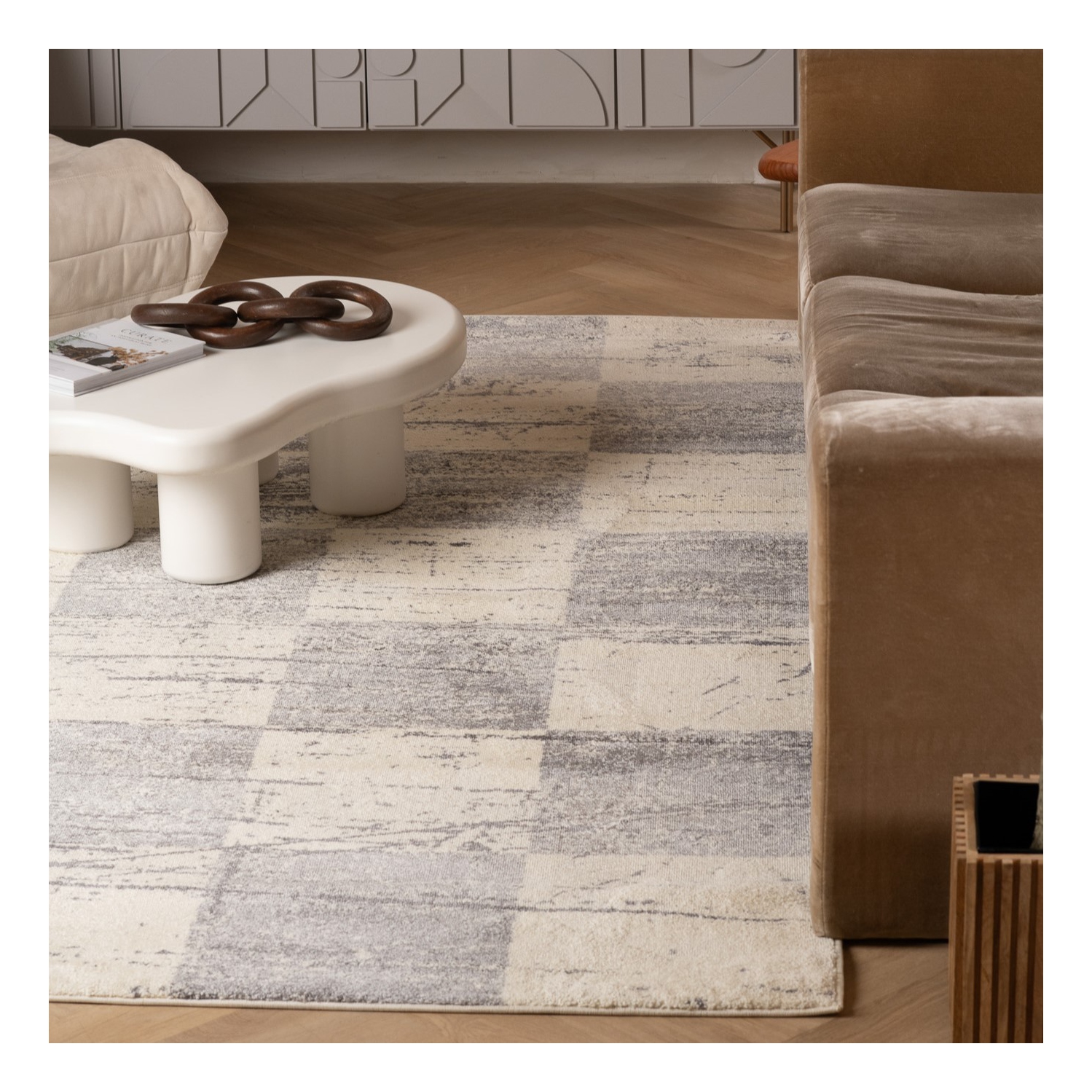 Rug Branch Prana Contemporary Checkered White/Grey Indoor Area Rug