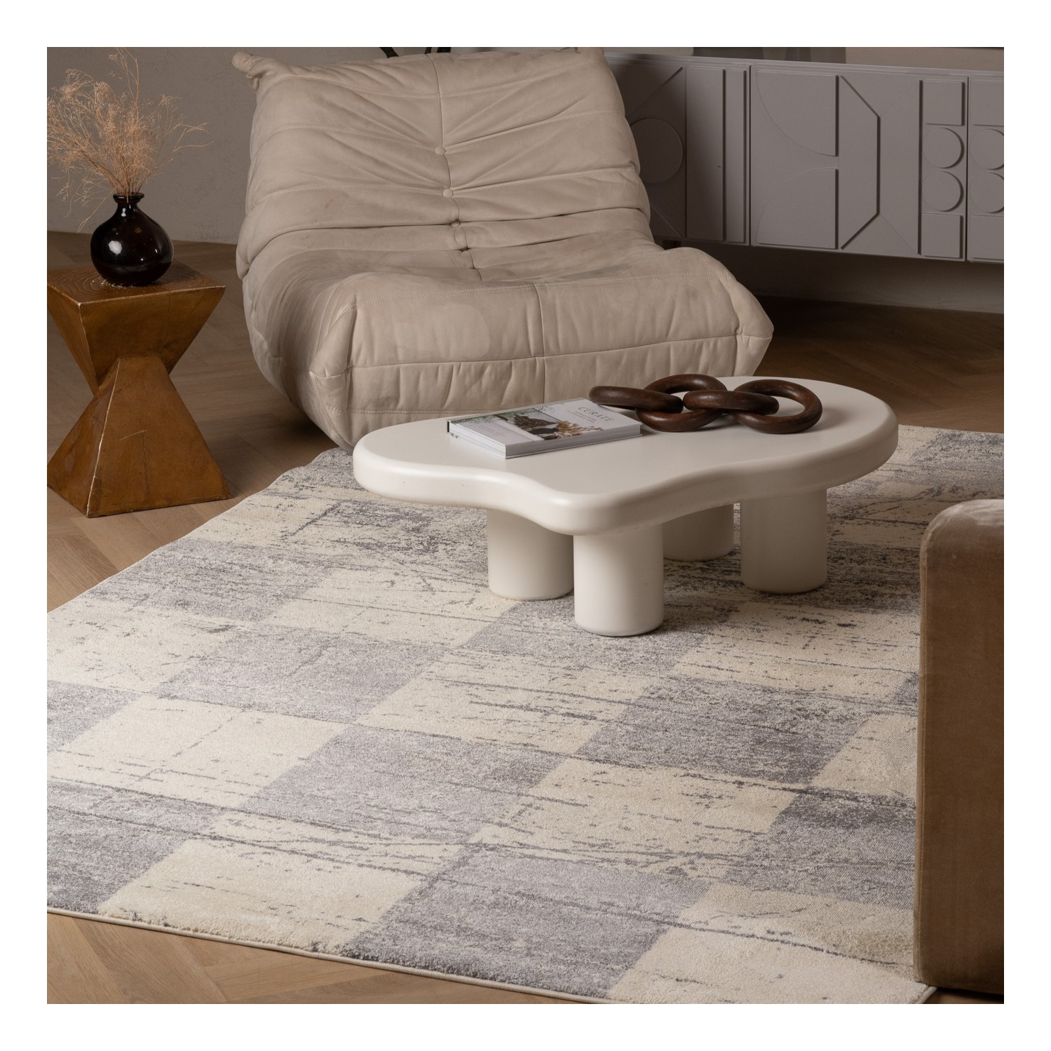 Rug Branch Prana Contemporary Checkered White/Grey Indoor Area Rug