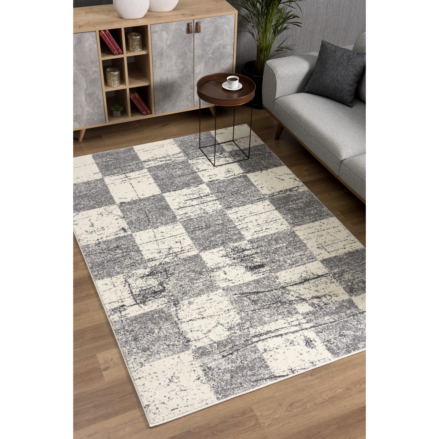Rug Branch Prana Contemporary Checkered White/Grey Indoor Area Rug