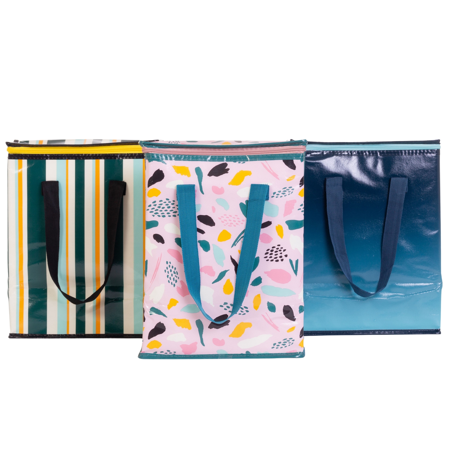 Sacs d'épicerie réutilisables Planet E – glacières colorées, isolées et repliables à fermeture à glissière