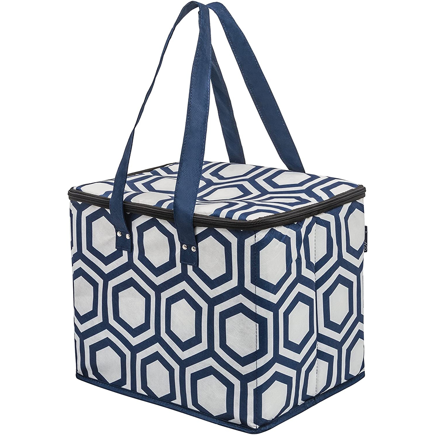 Sacs d’épicerie réutilisables de Planet E – grandes glacières isolées repliables à fermeture à glissière avec fond renforcé en plastique recyclé