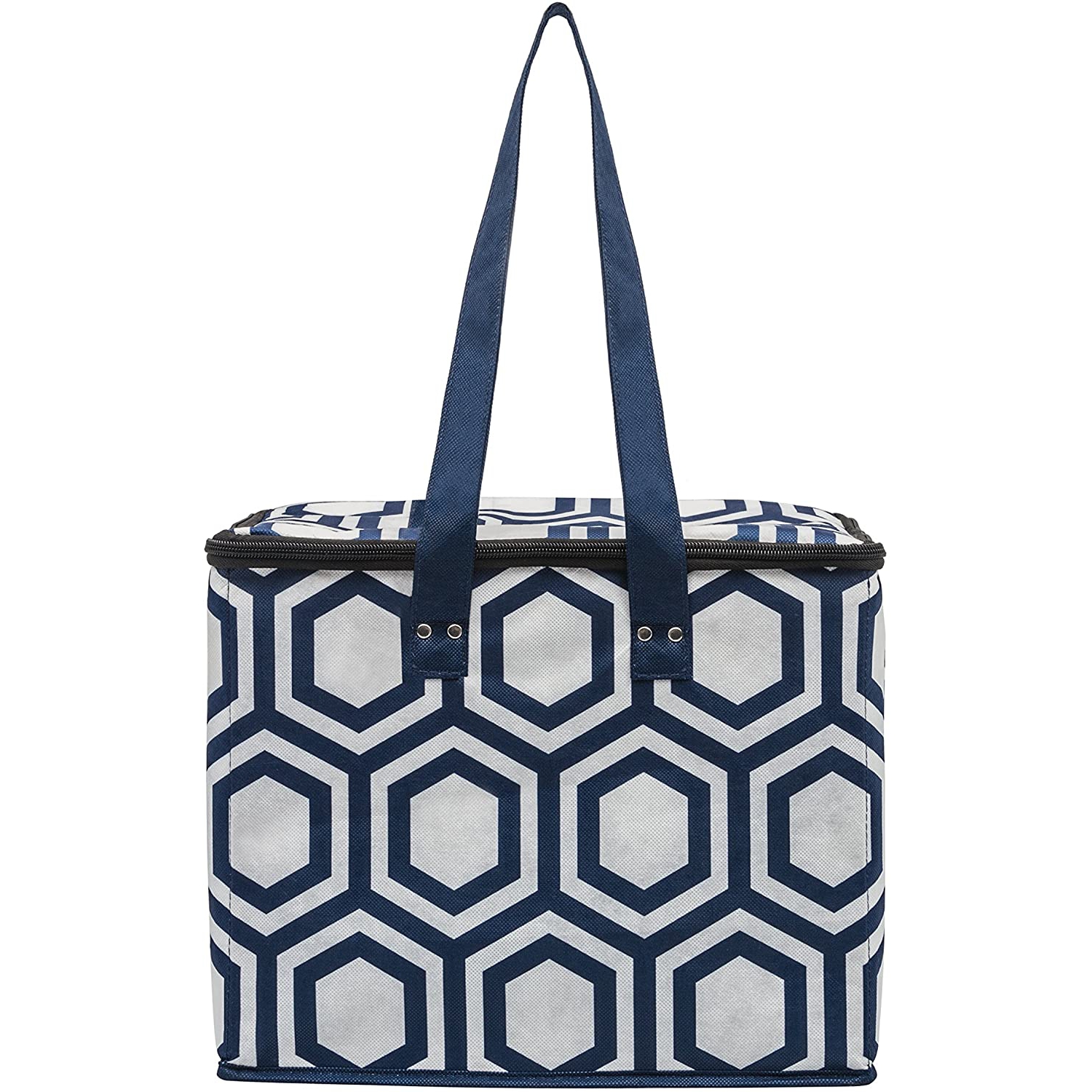 Sacs d’épicerie réutilisables de Planet E – grandes glacières isolées repliables à fermeture à glissière avec fond renforcé en plastique recyclé