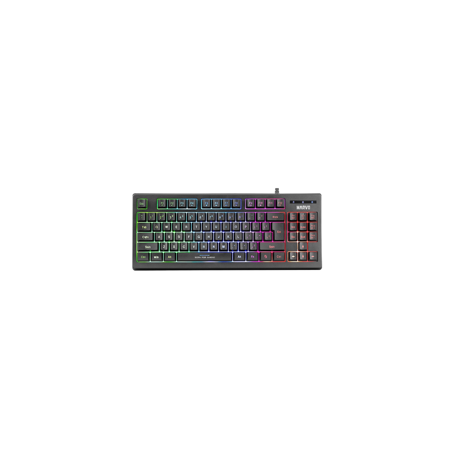 Marvo K607 – clavier de jeu à membrane de type membrane, 87 touches, rétroéclairage DEL à 3 couleurs, anti-effet fantôme, modèle compact TKL, clavier