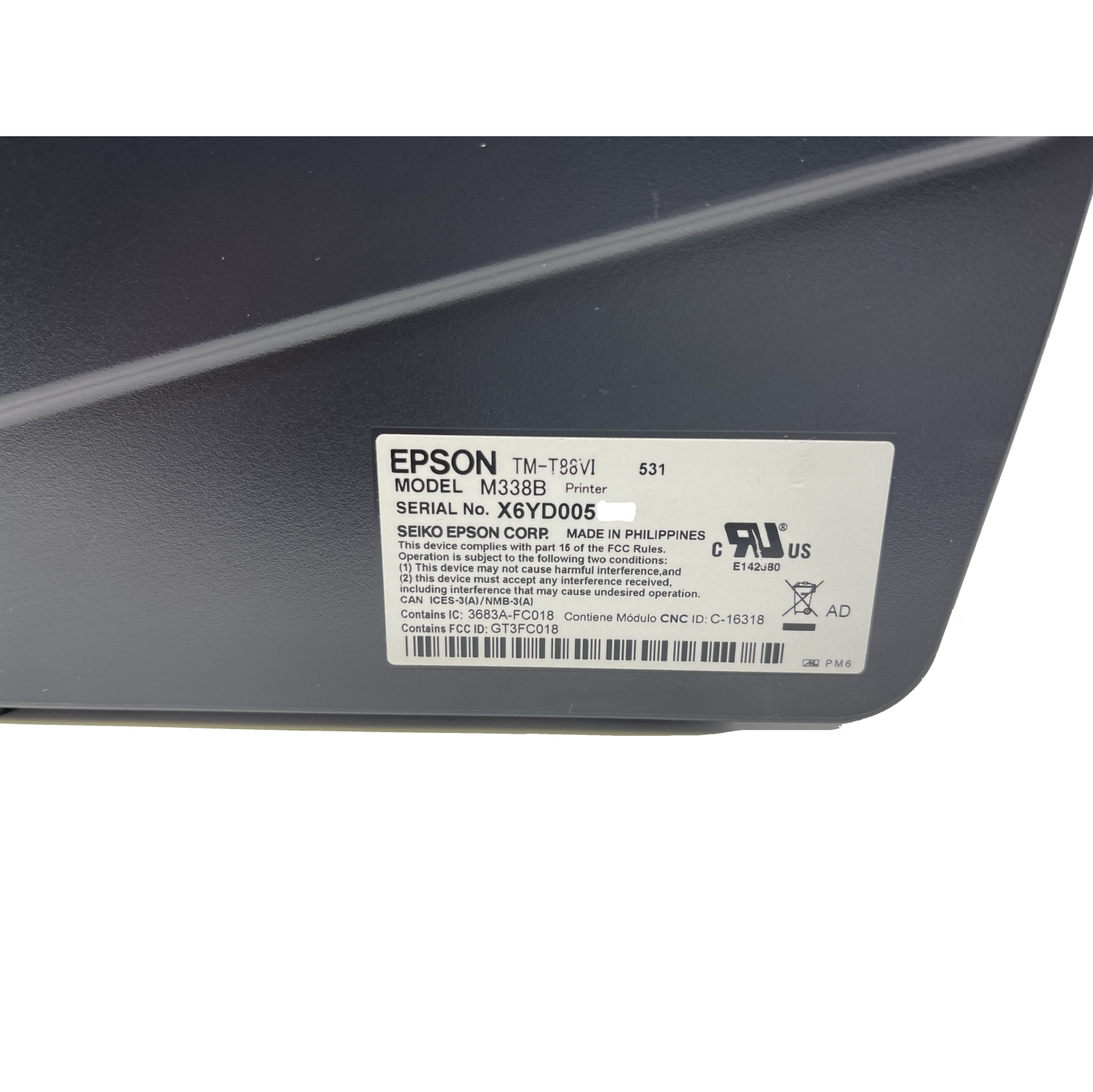 Refurbished Excellent - EPSON TM-T88VI POS RECEIPT | RESTAURANT PRINTER M338A | USB | Ethernet | RS232